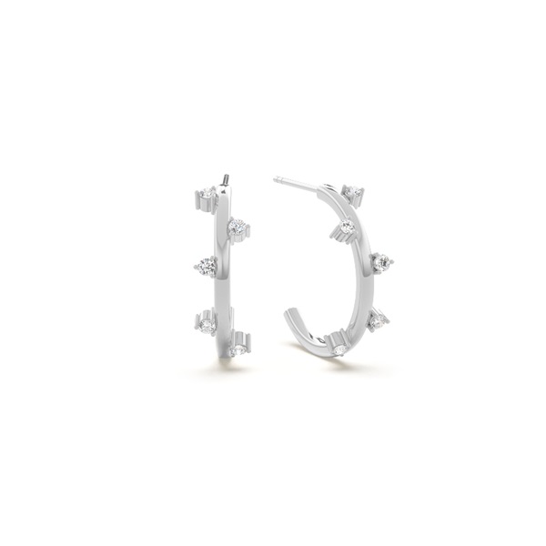 Round diamond half hoop earring