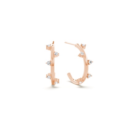 Round diamond half hoop earring