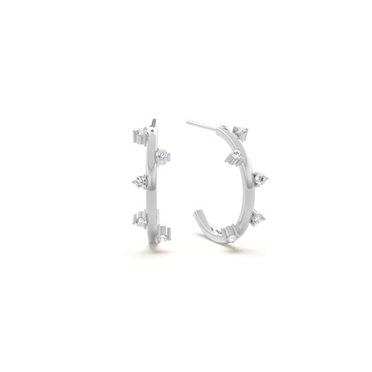 Round diamond half hoop earring
