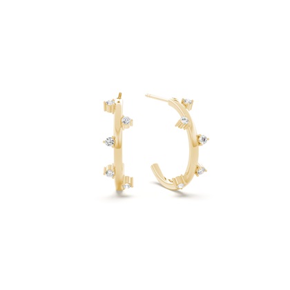 Round diamond half hoop earring