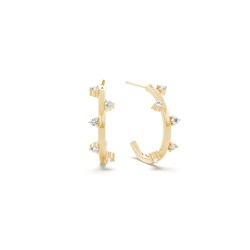 Round diamond half hoop earring