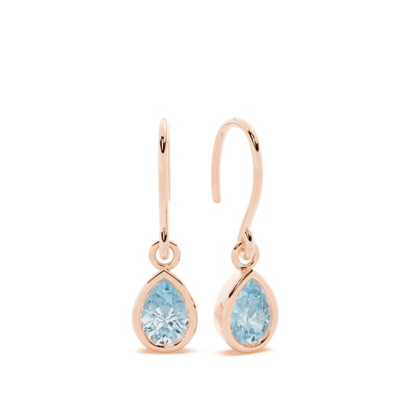 Aquamarine drop earrings with Shephard hook