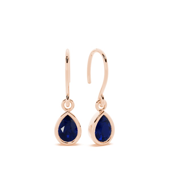 Blue Sapphire drop earrings with Shephard hook