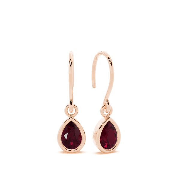 Ruby drop earrings with Shephard hook