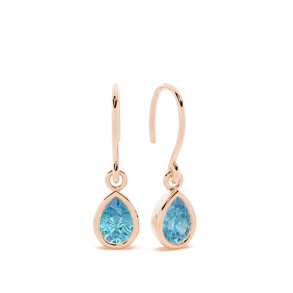Blue Topaz drop earrings with Shephard hook
