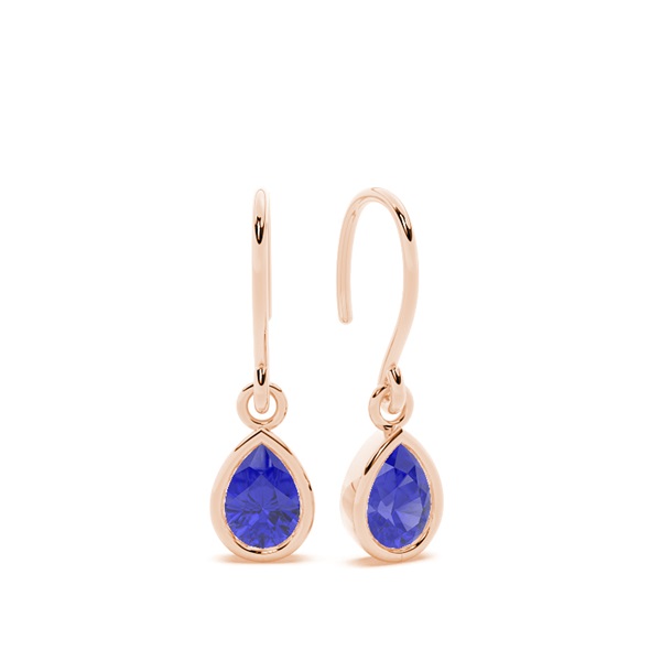 Tanzanite drop earrings with Shephard hook