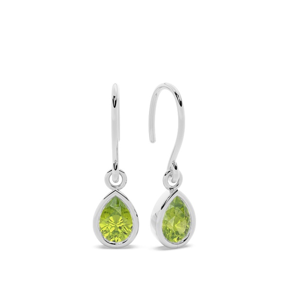 Peridot drop earrings with Shephard hook