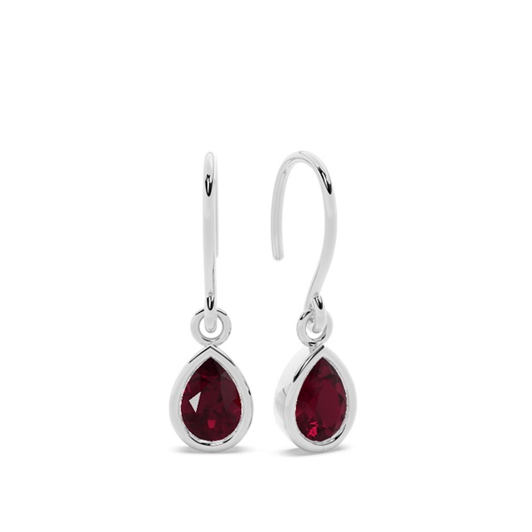 Ruby drop earrings with Shephard hook