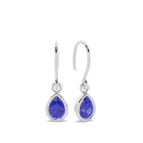 Tanzanite drop earrings with Shephard hook