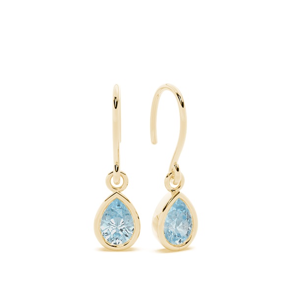 Aquamarine drop earrings with Shephard hook