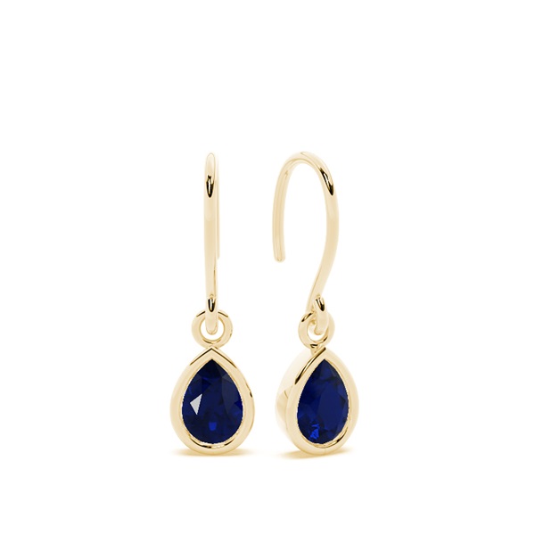 Blue Sapphire drop earrings with Shephard hook