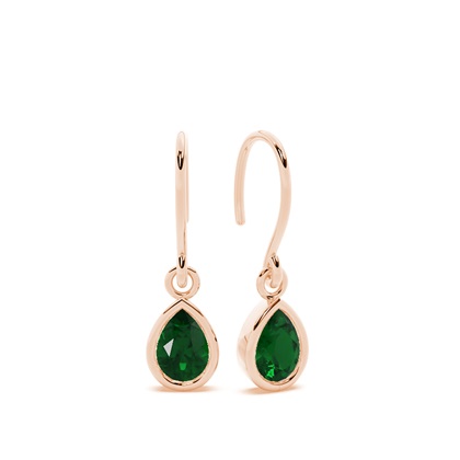 Emerald drop earrings with Shephard hook