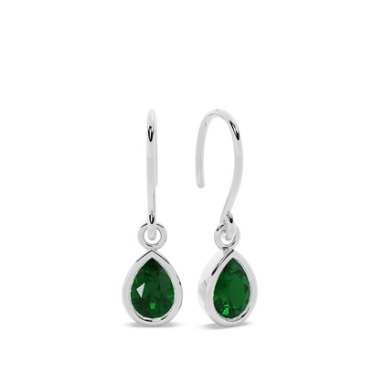 Emerald drop earrings with Shephard hook