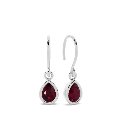 Ruby drop earrings with Shephard hook