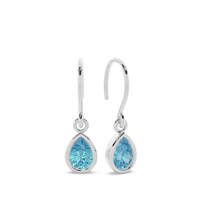 Blue Topaz drop earrings with Shephard hook