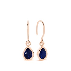 Blue Sapphire drop earrings with Shephard hook