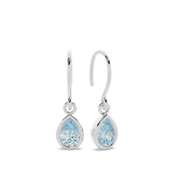 Aquamarine drop earrings with Shephard hook