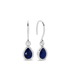 Blue Sapphire drop earrings with Shephard hook