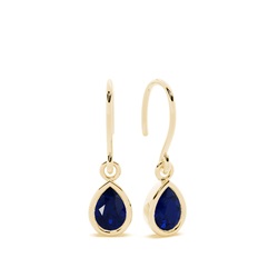 Blue Sapphire drop earrings with Shephard hook