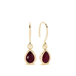 Ruby drop earrings with Shephard hook