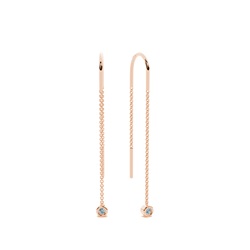Dangling Round aquamarine bezel set Thread Earring