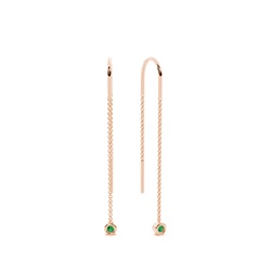 Dangling Round Emerald bezel set Thread Earring