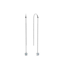 Dangling Round aquamarine bezel set Thread Earring