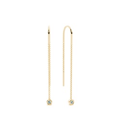 Dangling Round aquamarine bezel set Thread Earring