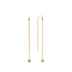 Dangling Round Peridot bezel set Thread Earring