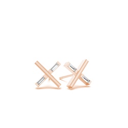 X shape baguette diamond dainty earring