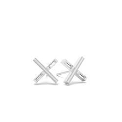 X shape baguette diamond dainty earring