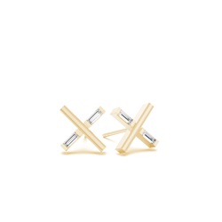 X shape baguette diamond dainty earring
