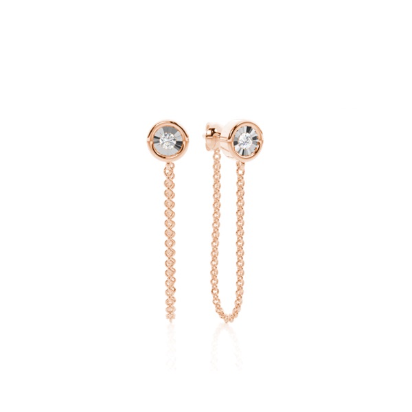 Illusion set Diamond front and back Chain Hanging Earring
