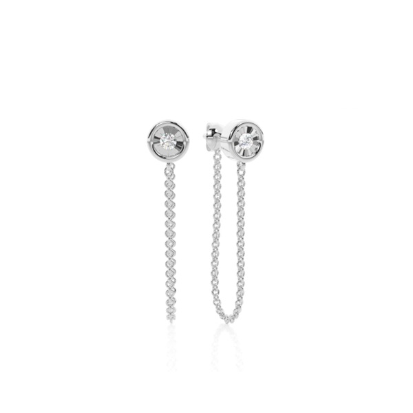 Illusion set Diamond front and back Chain Hanging Earring