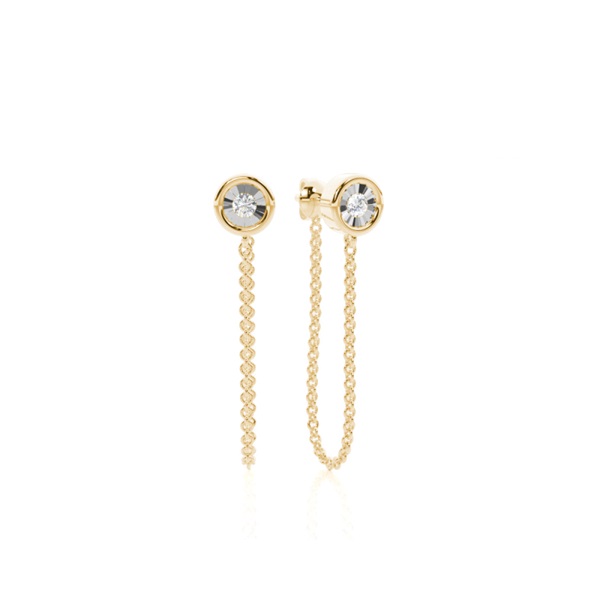 Illusion set Diamond front and back Chain Hanging Earring