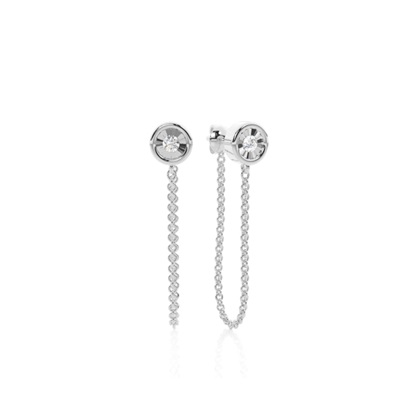 Illusion set Diamond front and back Chain Hanging Earring