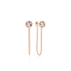 Illusion set Diamond front and back Chain Hanging Earring