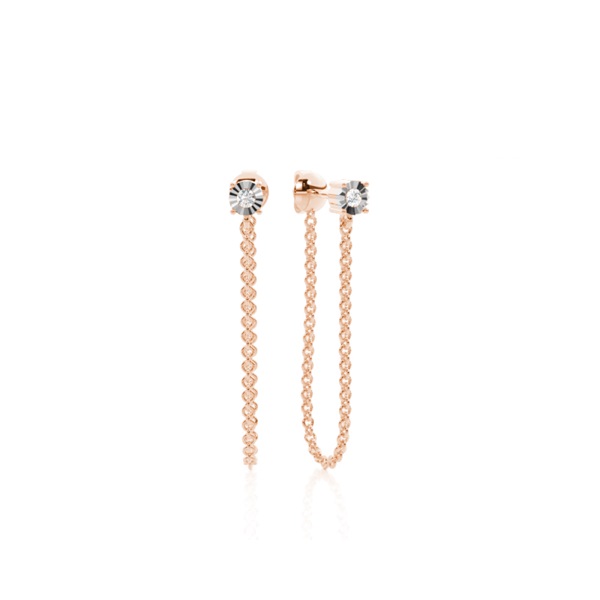 Prong Set Diamond front and back Chain Hanging Earring