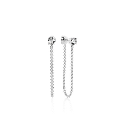 Prong Set Diamond front and back Chain Hanging Earring
