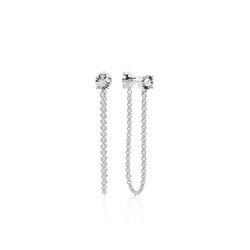 Prong Set Diamond front and back Chain Hanging Earring