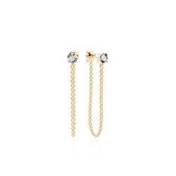 Prong Set Diamond front and back Chain Hanging Earring