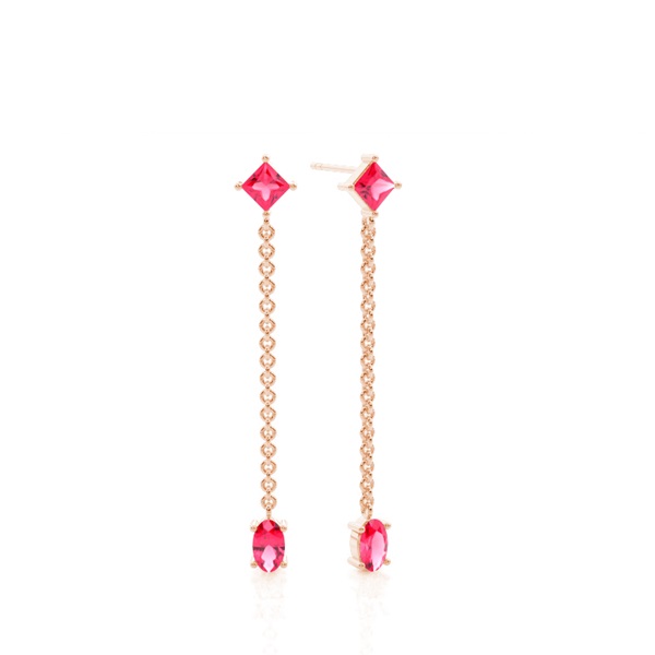 Ruby chain dangling delicate earring