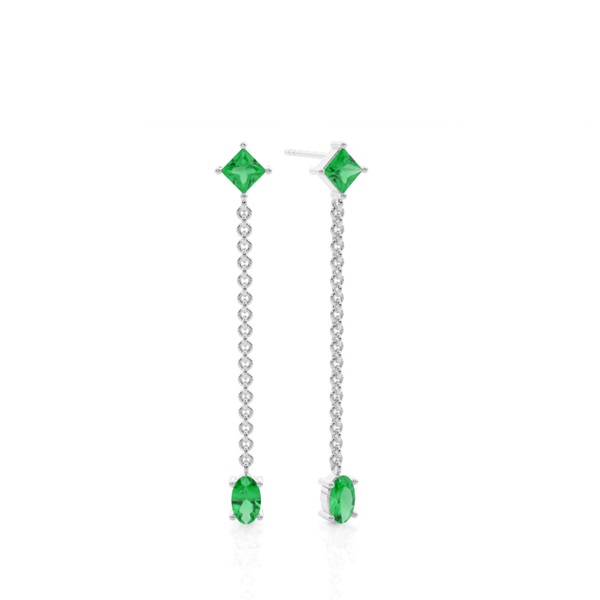 Emerald chain dangling delicate earring