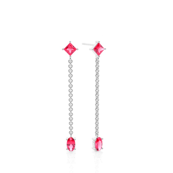 Ruby chain dangling delicate earring
