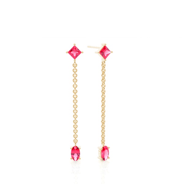 Ruby chain dangling delicate earring