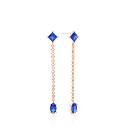 Blue Sapphire chain dangling delicate earring