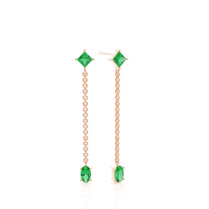Emerald chain dangling delicate earring