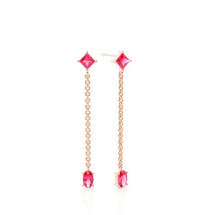 Ruby chain dangling delicate earring