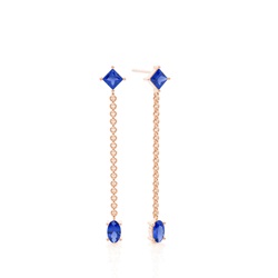 Blue Sapphire chain dangling delicate earring