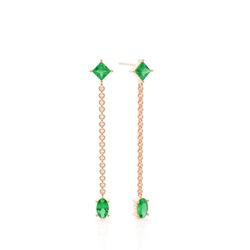Emerald chain dangling delicate earring